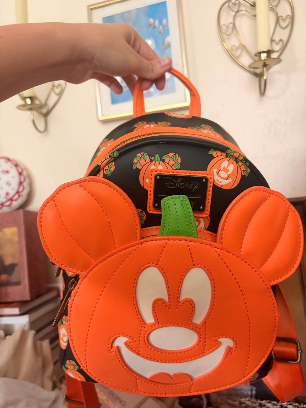 Disney loungefly Orange Pumpkin Mickey Mini Backpack
